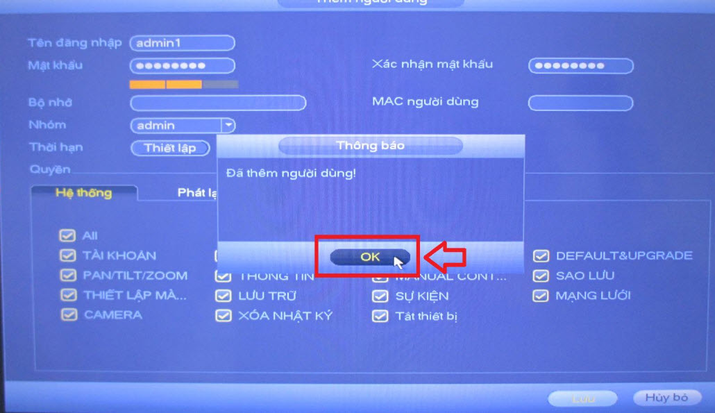 HƯỚNG DẪN TẠO THÊM TÀI KHOẢN ADMIN THỨ 2 TRÊN ĐẦU GHI DAHUA