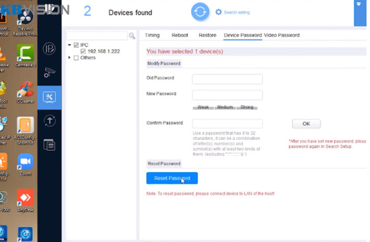 Hướng dẫn reset pass - khôi phục mật khẩu camera IP KBVISION 